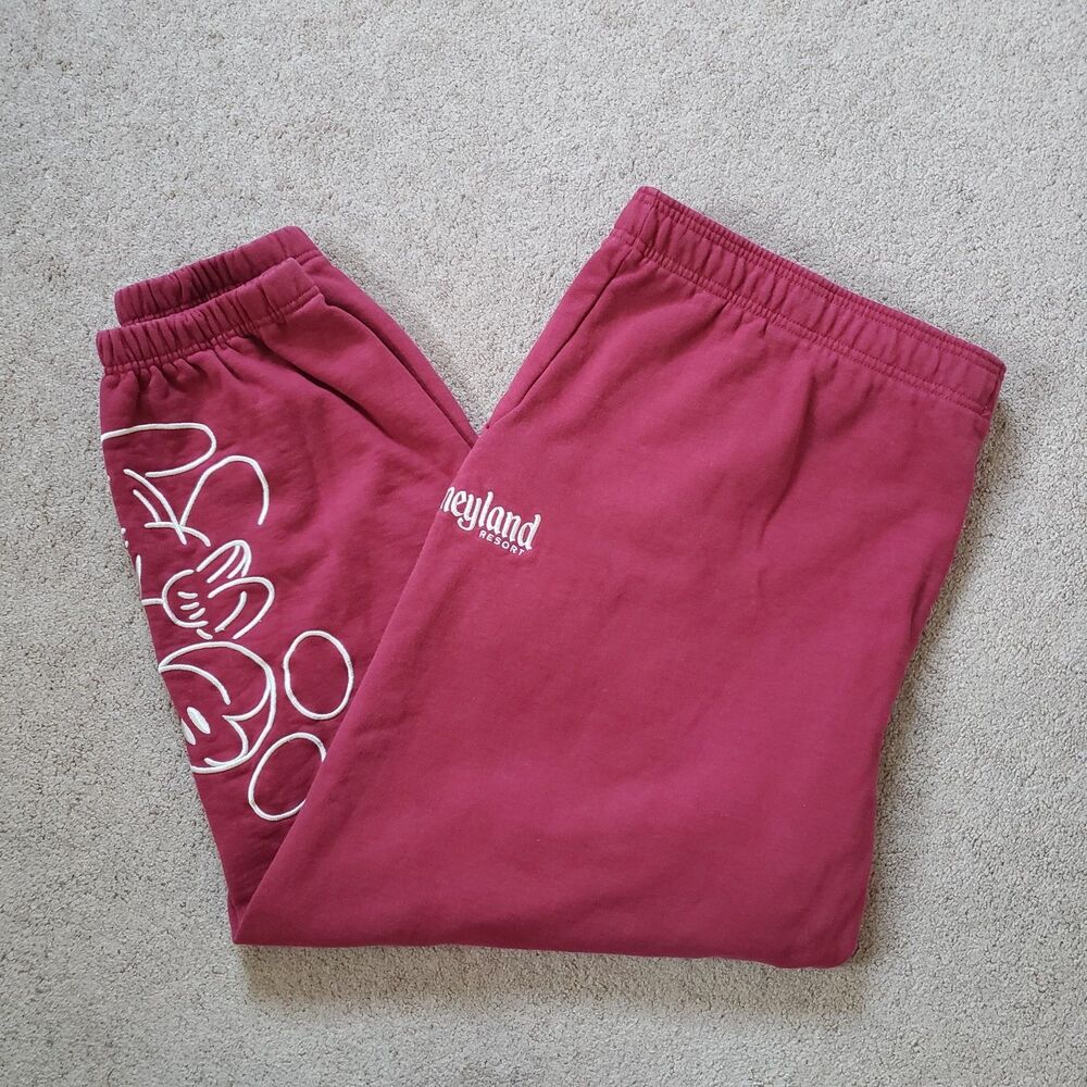 Walt Disney World Mickey & Friends Houseware Maroon Sweatpants 2XL Embroidered